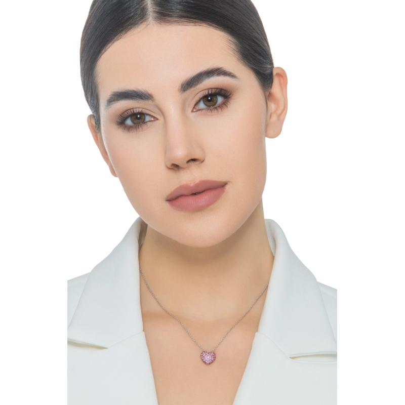 Herzkette mit rosa Saphiren Weißgold 750