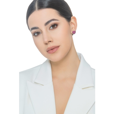 Herz Ohrringe aus Rubinen Weißgold 18K