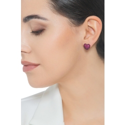 Herz Ohrringe aus Rubinen Weißgold 18K 2