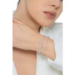 Weißgold 18K spiralförmiges Armband mit Brillanten und 3 Diamanten Tropfenschliff 2