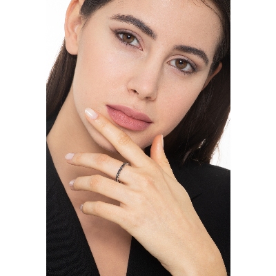 Memory Ring Weißgold 750 schwarze Diamanten 