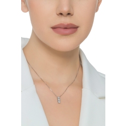 Weißgold 18K Damenkette mit drei Diamanten 2