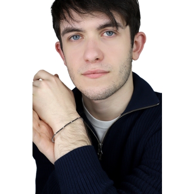 Tennisarmband Weißgold 18k mit schwarzen und weißen Diamanten 0,02 ct