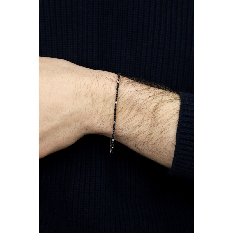 Tennisarmband Weißgold 18k mit schwarzen und weißen Diamanten 0,02 ct