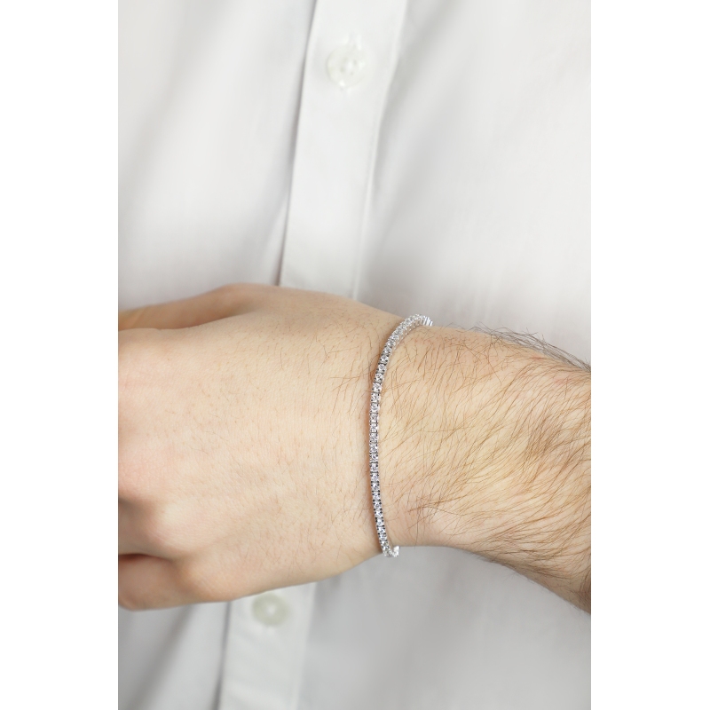 750 Weißgold Tennisarmband mit 0,035 Karat Diamanten  