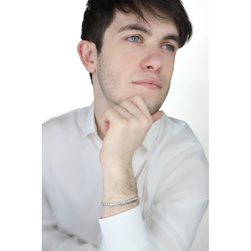 750er Weißgold Tennisarmband mit Diamanten 