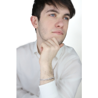 750er Weißgold Tennisarmband mit Diamanten 