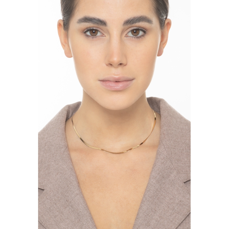 Flache Schlagenkette Gelbgold 18K