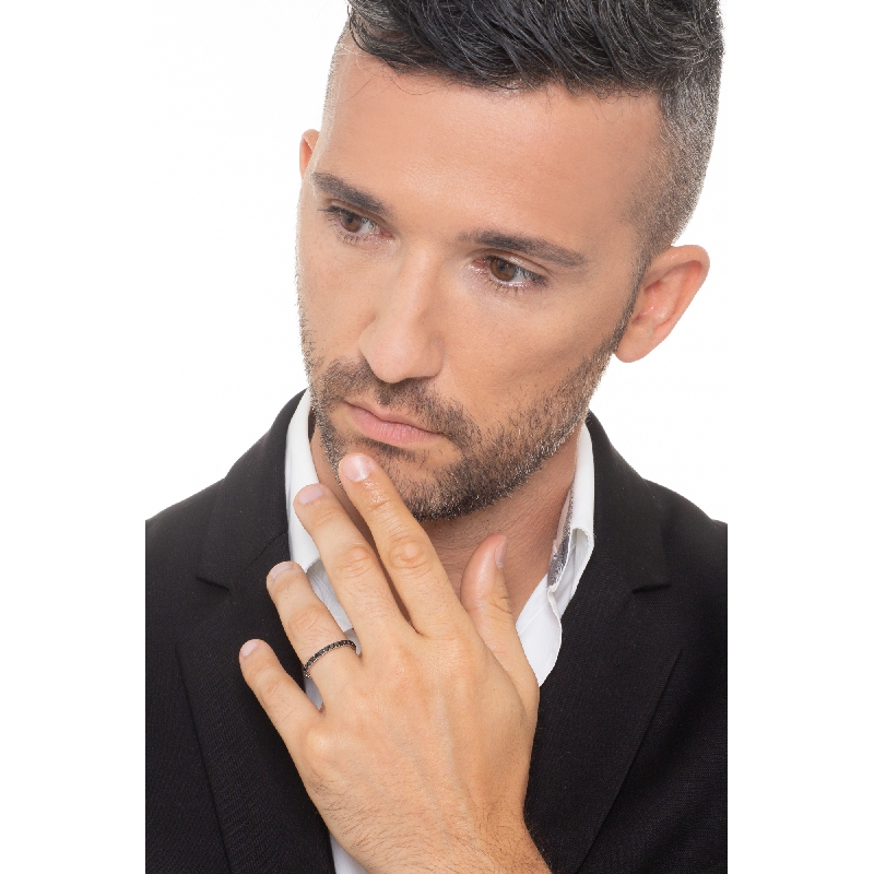 Memory Ring Schwarze Diamanten 18K Weißgold