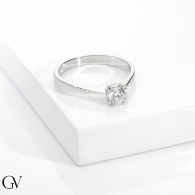 Solitär Ring 0,40 kt Diamant Weißgold 18K