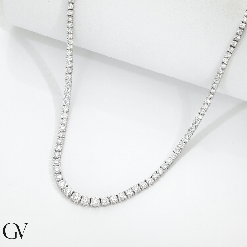 Tennis Kette 18K Weißgold mit Diamanten