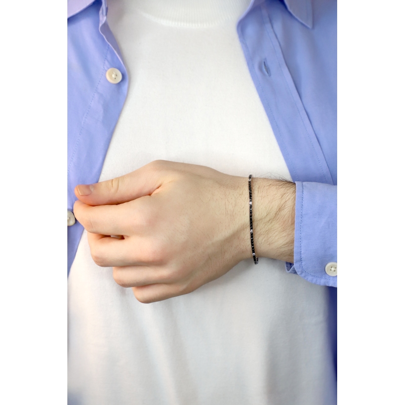 Tennisarmband Weissgold Diamanten schwarz weiß