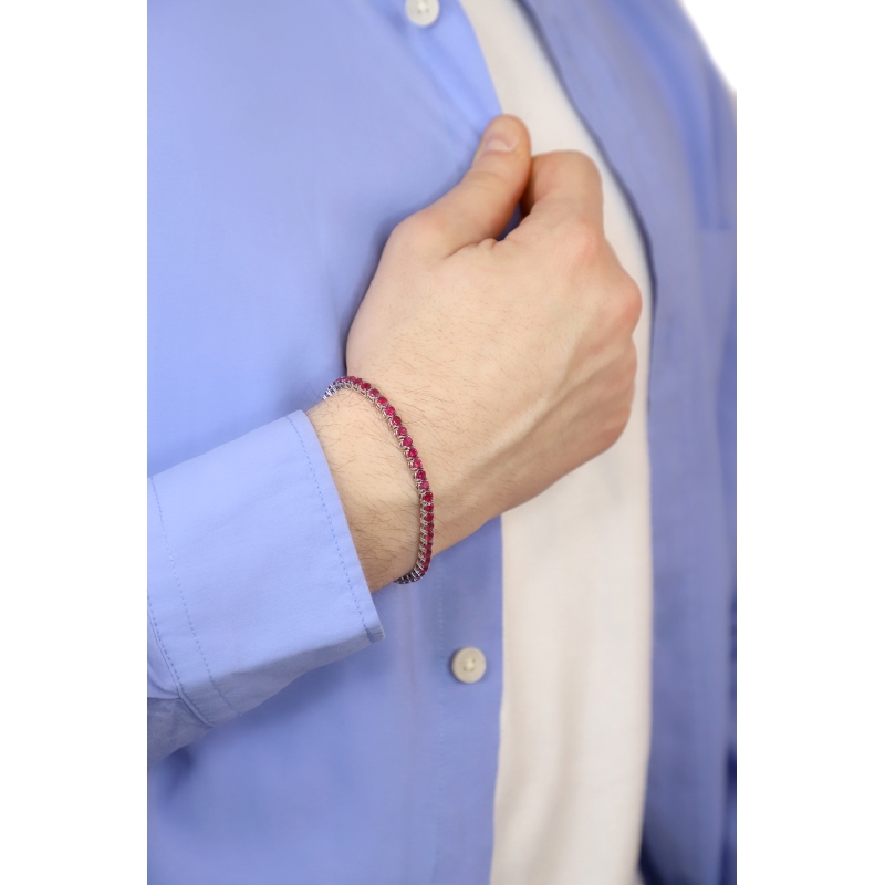 18K Weißgold Rubin Tennisarmband 3,10 mm