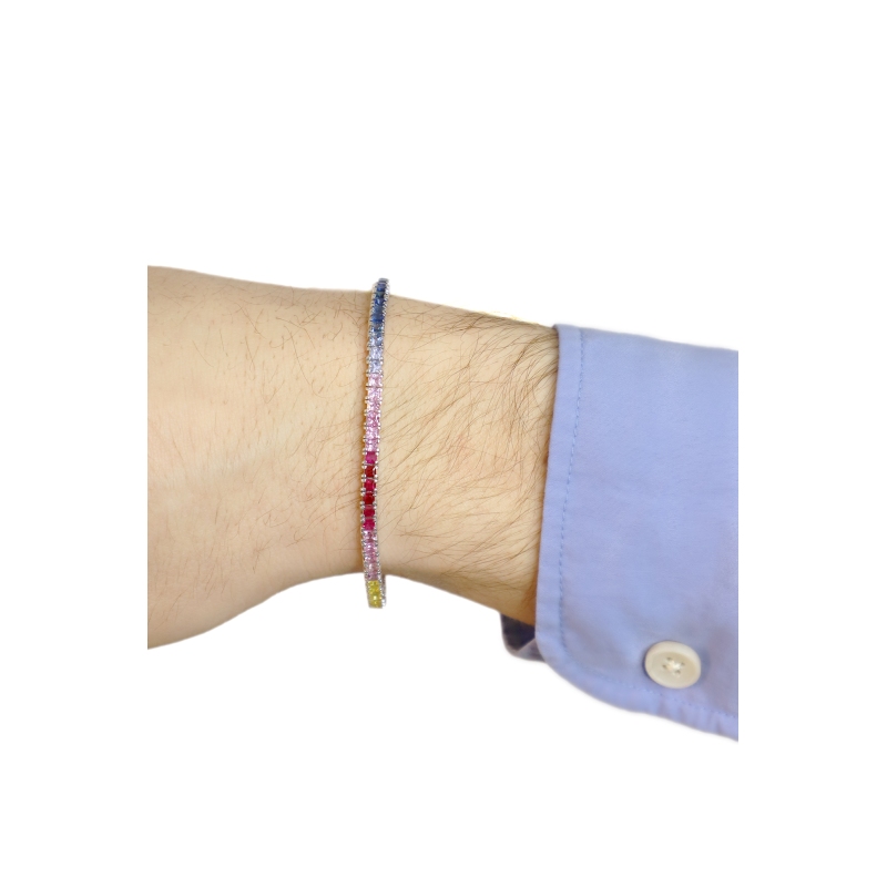 Tennisarmband Weißgold mit Saphiren Rainbow Kollektion