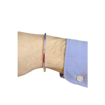 Tennisarmband Weißgold mit Saphiren Rainbow Kollektion