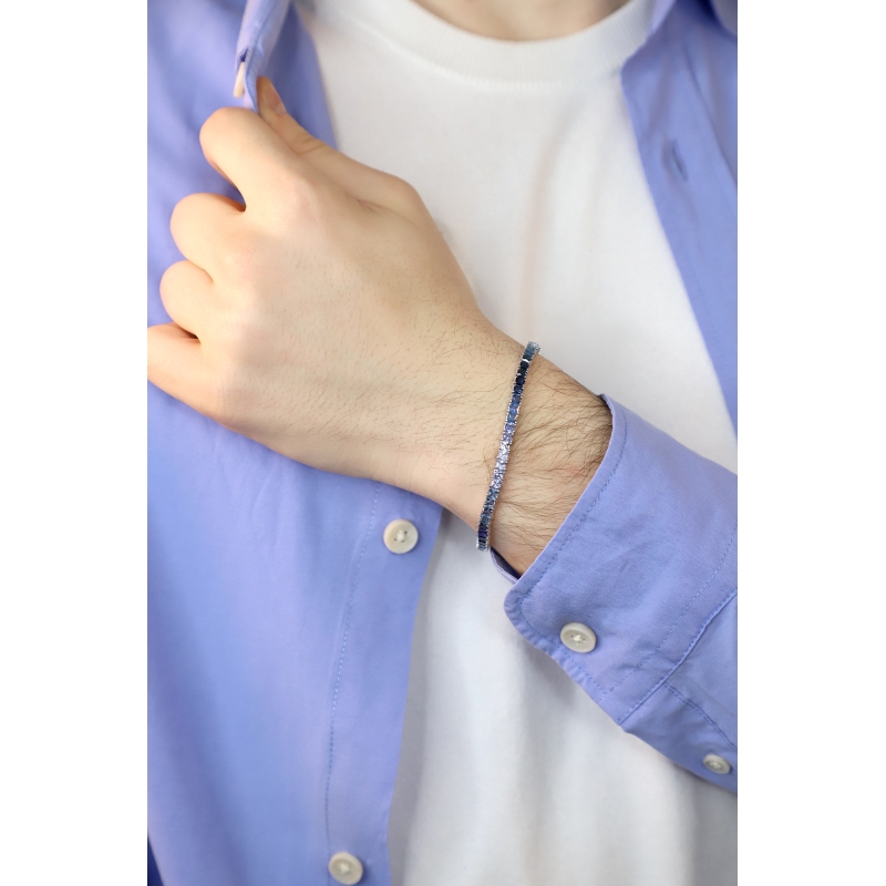 Saphir blau Tennisarmband Weißgold 18K
