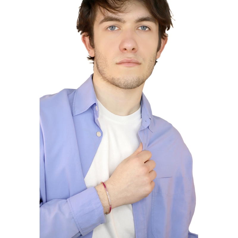 Saphir Rosa Tennisarmband aus Gelbgold 18K