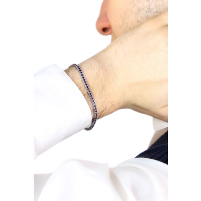 Tennis Armband Weißgold mit blauen Saphiren 