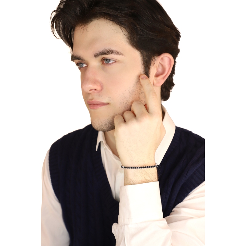 Weißgold 18K Tennisarmband mit schwarzen Diamanten 