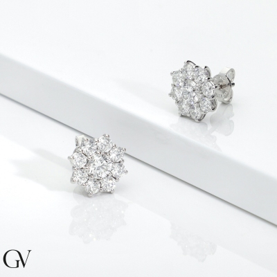 Ohrstecker 18K Weißgold mit Blumen aus Diamanten