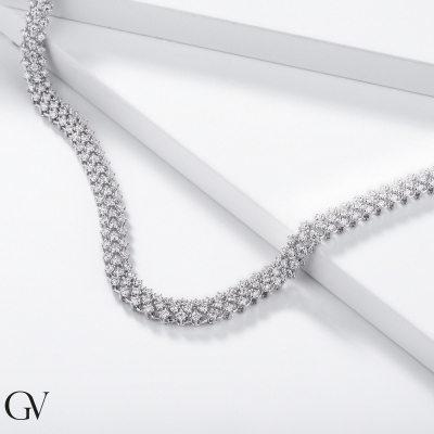 18K Weißgold Designer Tennis Halskette mit Diamanten 