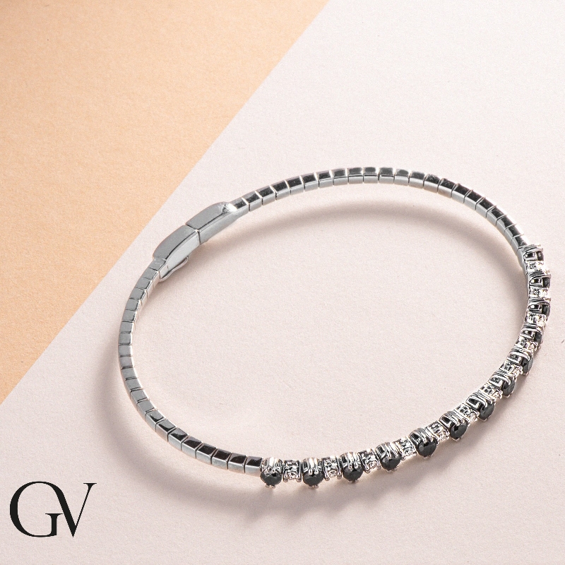 Armreif mit schwarzen Diamanten 18k Weißgold 