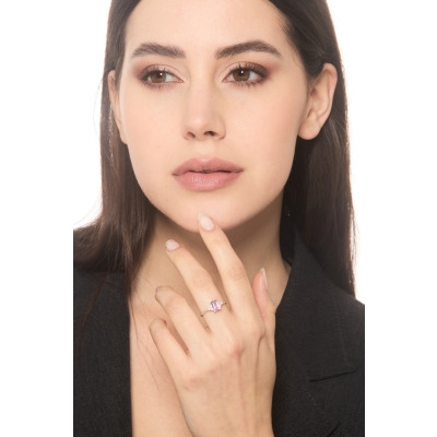 Damering aus 18K Weißgold mit Amethyst und Brillanten 