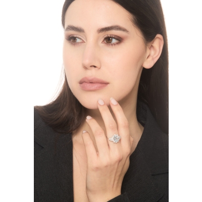 Weißgold 750 Aquamarin Ring Damen mit Brillanten