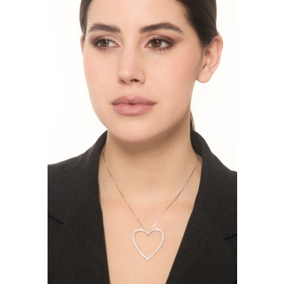 Großer Herzanhänger aus Weißgold 18K mit Brillanten