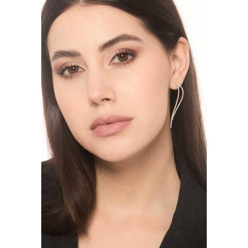 Designer Ohrhänger aus Weißgold 18K mit Diamanten