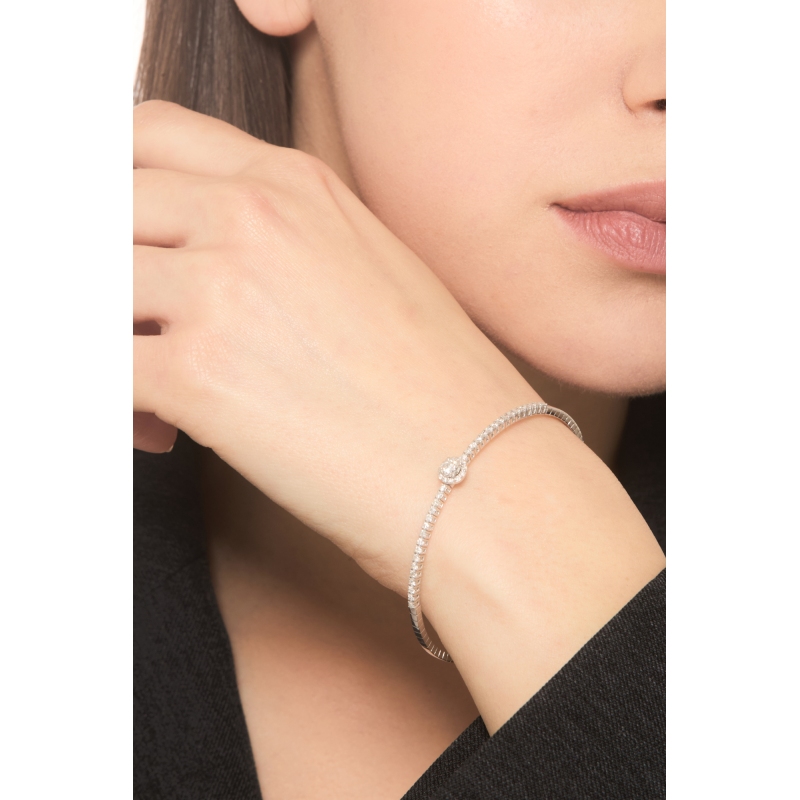 Halbsteifes Armband aus 18K Weißgold mit Diamanten