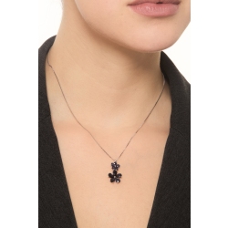 Damenkette Weißgold 18K mit zwei Blumen aus blauen Saphiren 2