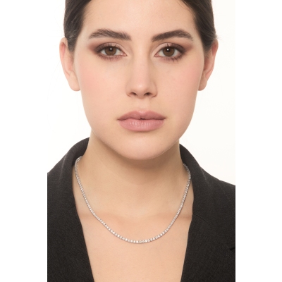 Tennis-Collier aus 18K Weißgold mit Diamanten