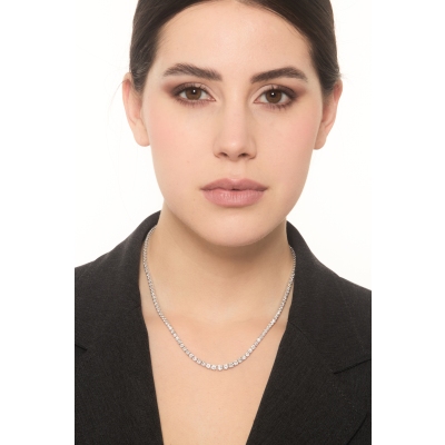 Tennis Kette 18K Weißgold mit Diamanten