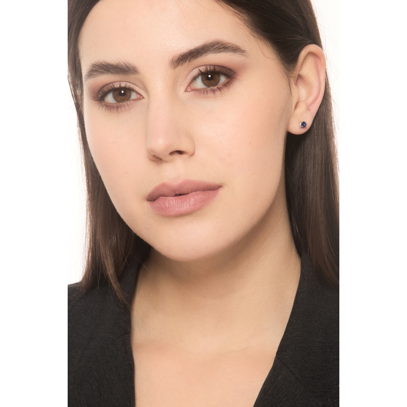 Weißgold 18K Ohrstecker mit blauen Saphiren 