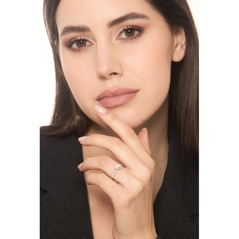 Ring mit Diamant Herzschliff 1 Karat GIA aus Weißgold 18K