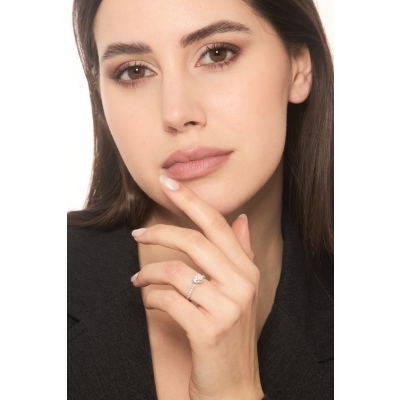 Ring mit Diamant Herzschliff 1 Karat GIA aus Weißgold 18K