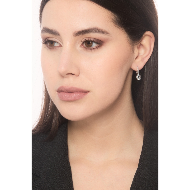 Aquamarin Ohrhänger mit Diamanten aus 18K Weißgold