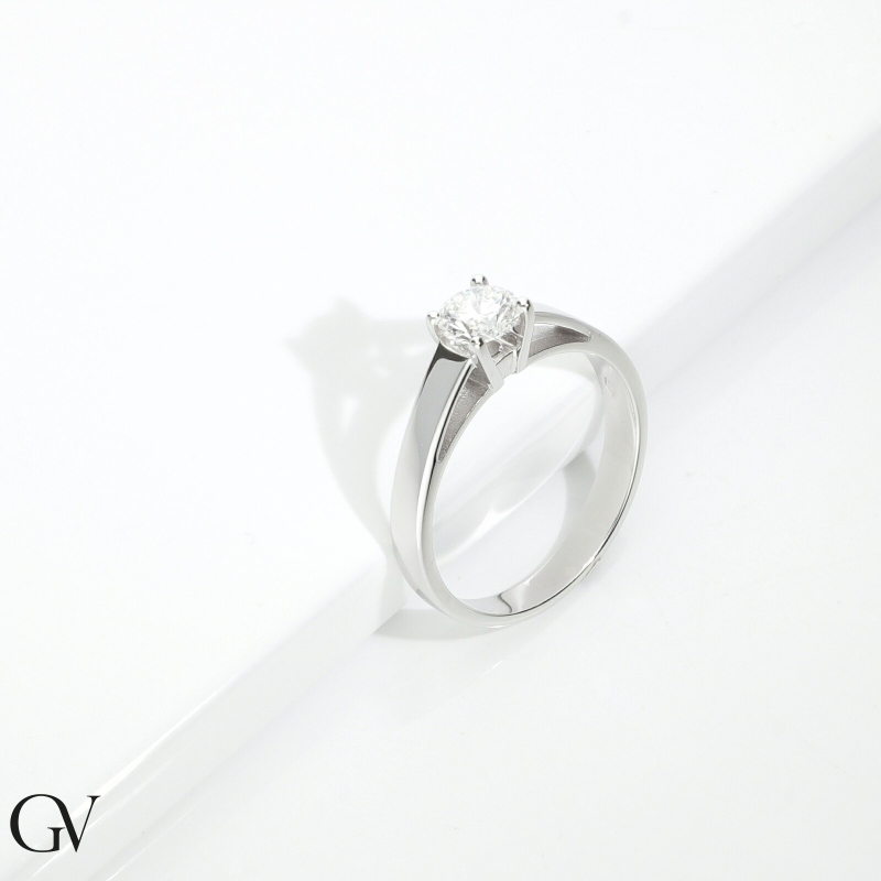 Weißgold 18K halbkaräter Verlobungsring mit Diamant