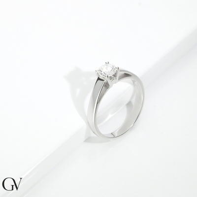 Weißgold 18K halbkaräter Verlobungsring mit Diamant