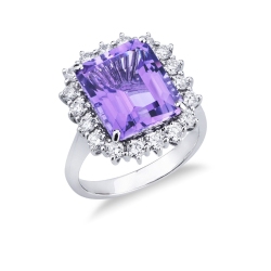 Halo Ring mit Amethyst und Diamanten 