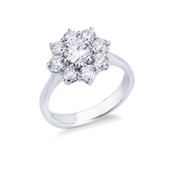 Damenring mit Blume aus Diamanten Weißgold 18K