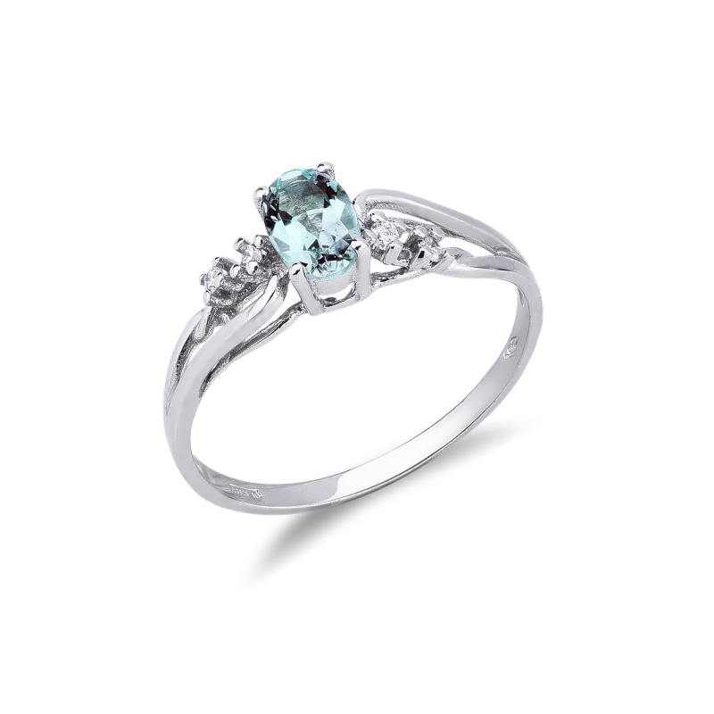 Aquamarin Ring Weißgold 750 mit Brillanten 