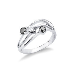 Ring Weißgold mit schwarzen und weißem Diamant