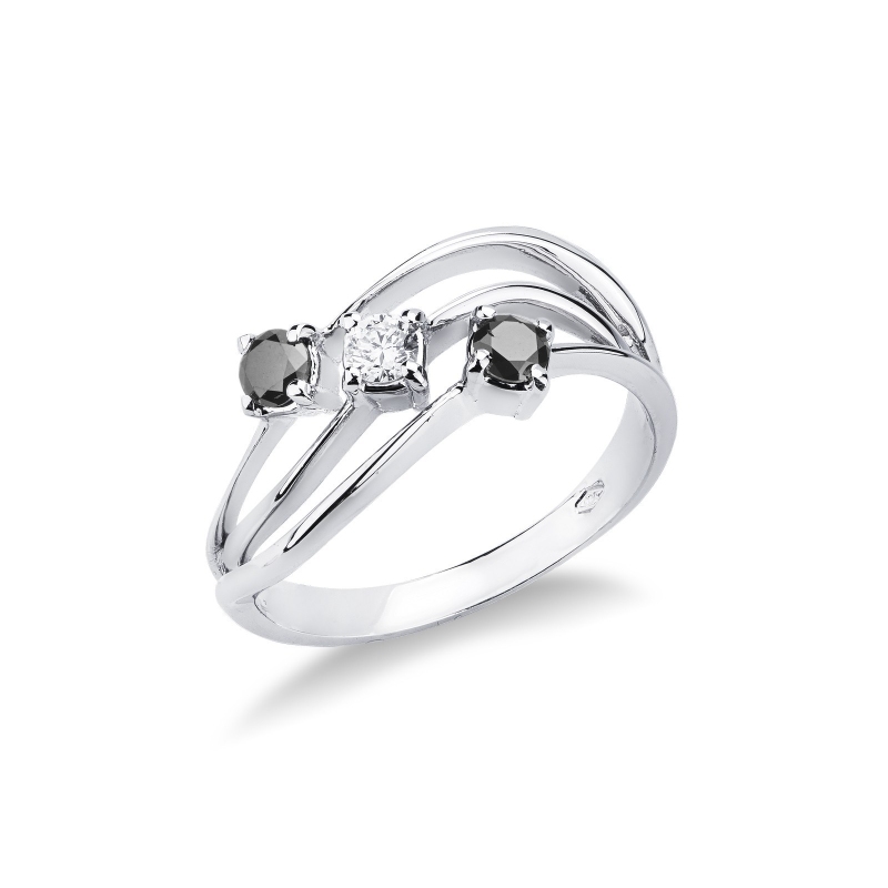 Ring Weißgold mit schwarzen und weißem Diamant