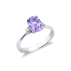 Weißgold 18K Amethyst Ring mit Diamanten