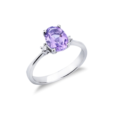 Weißgold 18K Amethyst Ring mit Diamanten