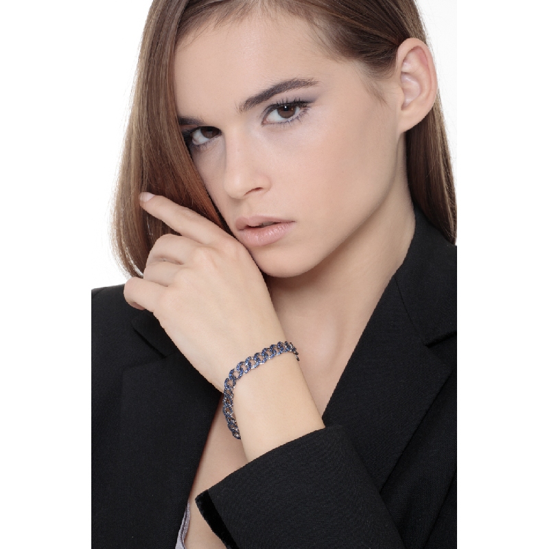 Weißgold Armband Damen mit blauen Saphiren 