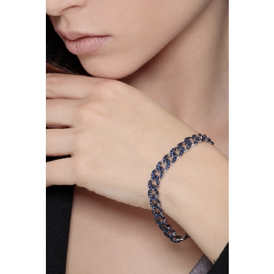Weißgold Armband Damen mit blauen Saphiren 