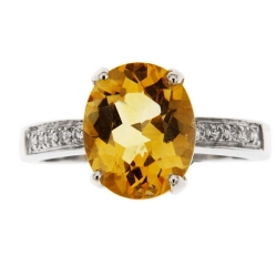 Citrin Ring mit Diamanten Weißgold 18k 2